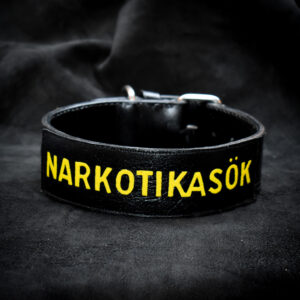 Patrullhalsband dubbelsytt läder med kardborre för emblem