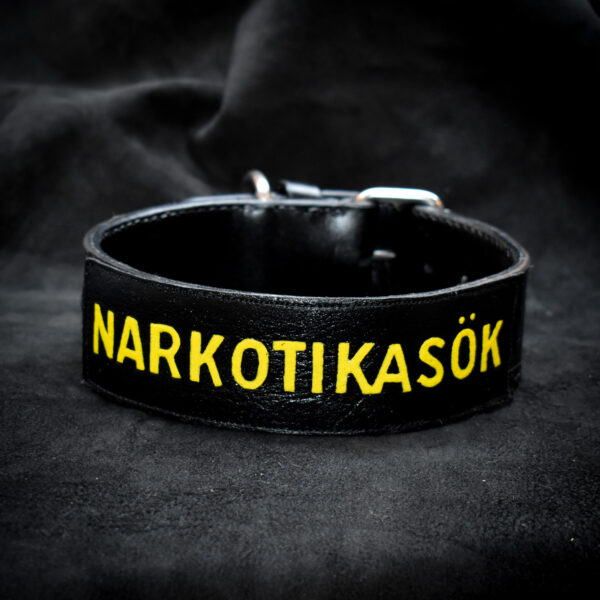 Patrullhalsband dubbelsytt läder med kardborre för emblem